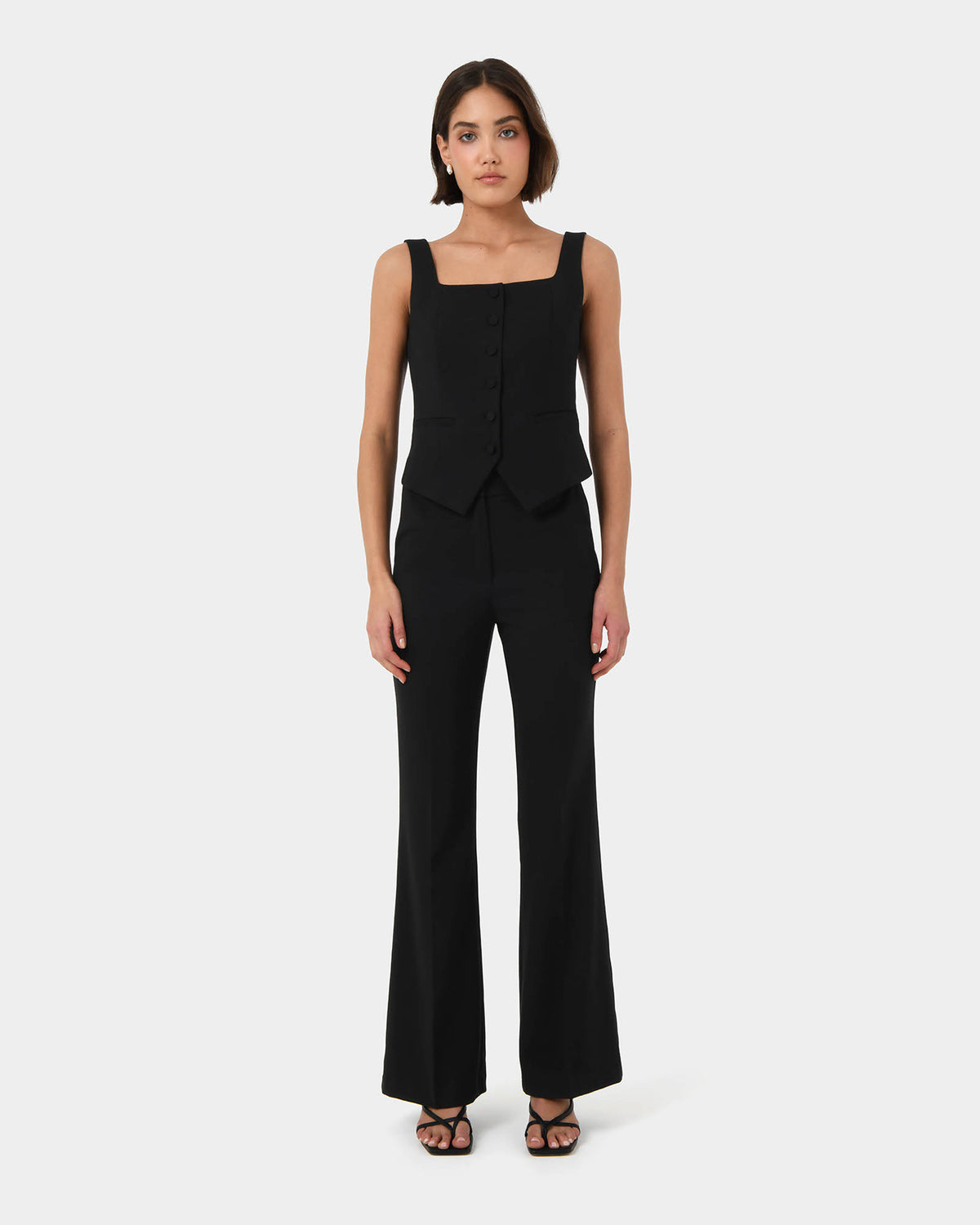 Chloe Square Neck Vest in black — full-length view