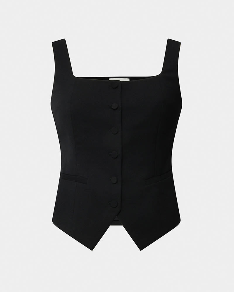 Chloe Square Neck Vest in black — product-only view