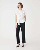 Athena Draped Top in ivory — full-length view