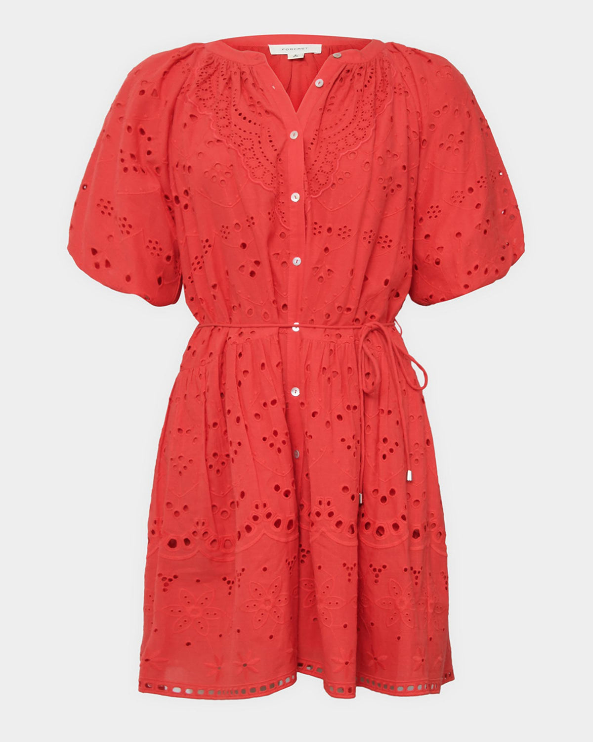 Lola Broderie Tiered Dress in fiesta red — product-only view