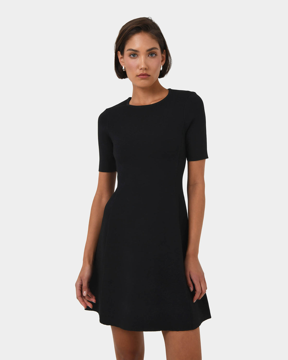 Leona Panel Knit Dress in black — close-up view