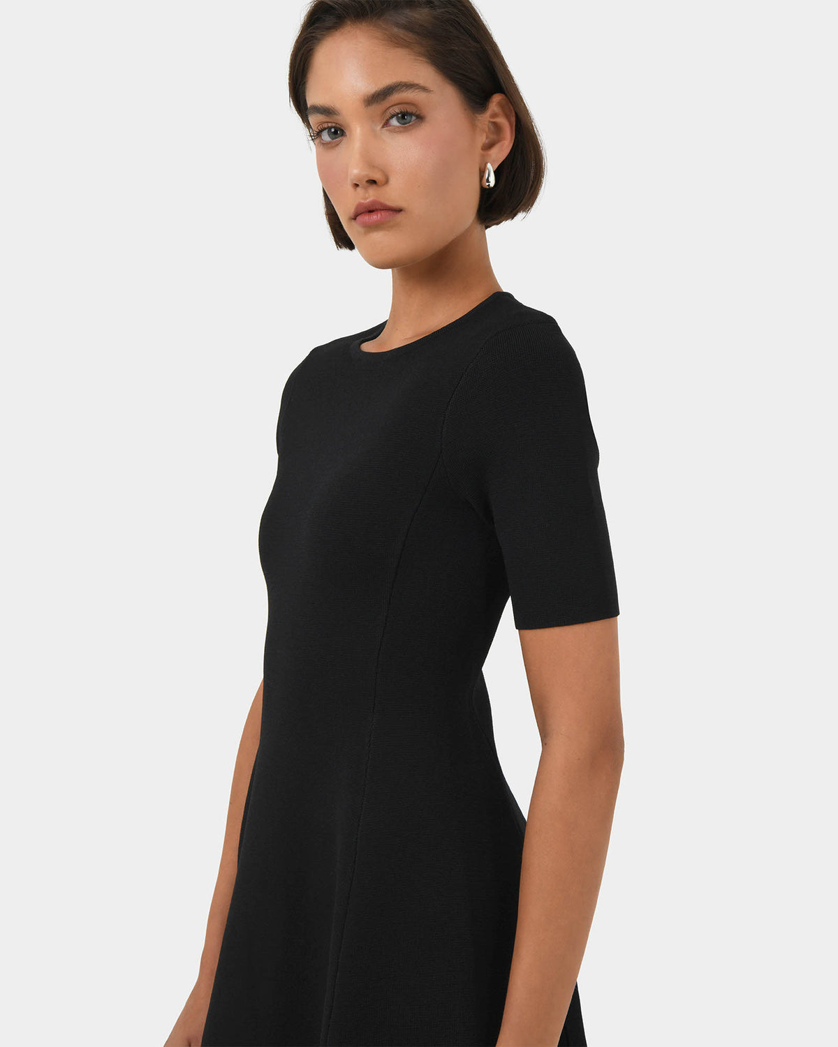Leona Panel Knit Dress in black — side view