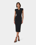 Ani Cross Over Knit Dress in black — full-length view