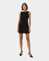 Ava Square Neck Panel Dress in black — full-length view