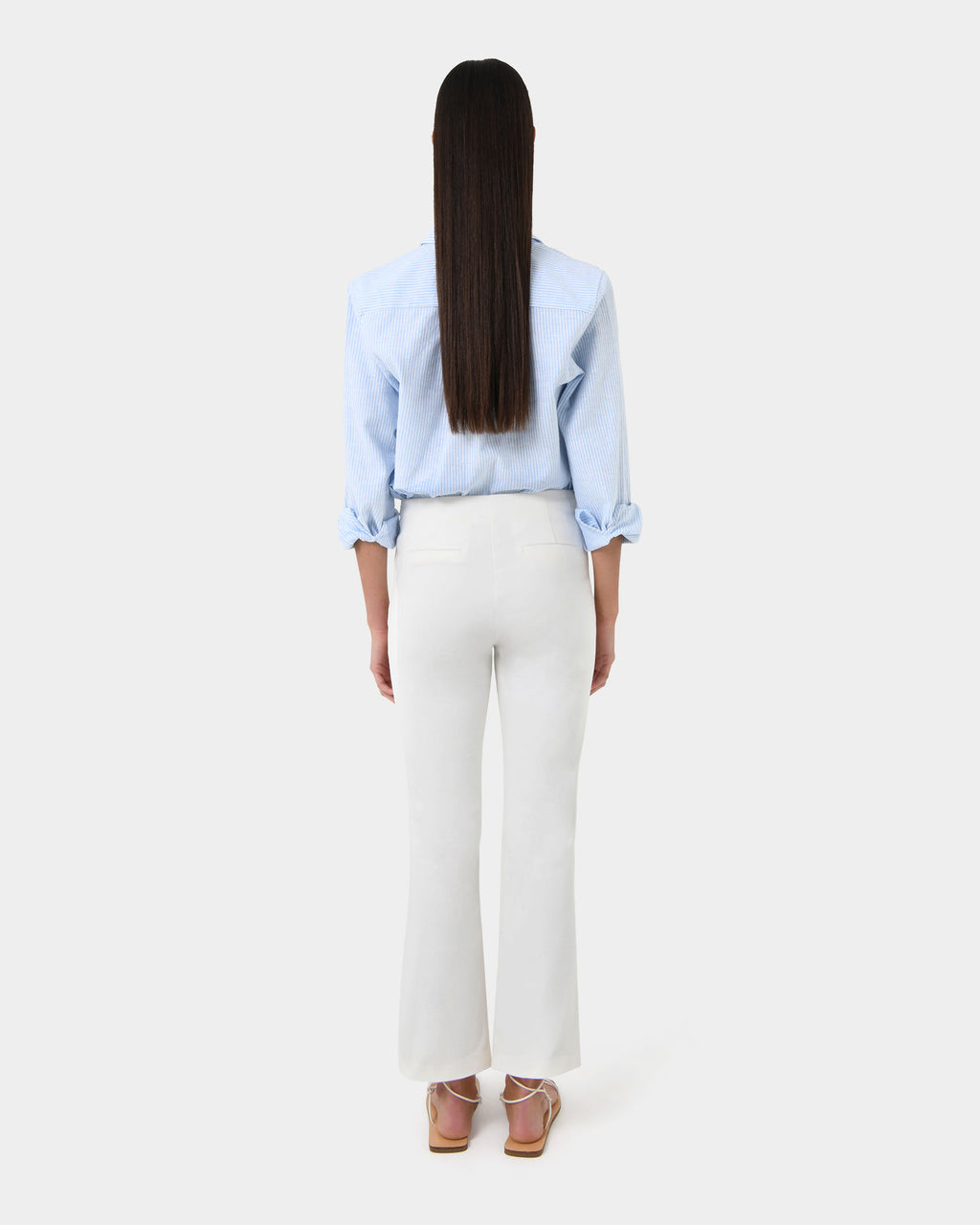 Astrid Flared Jeans in ivory — back view 2