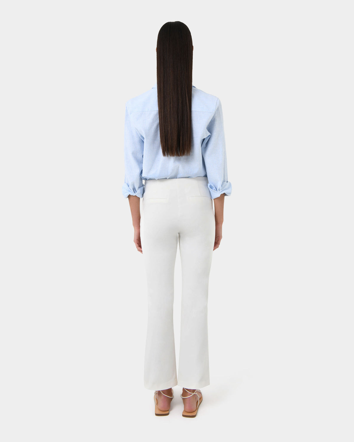 Astrid Flared Jeans in ivory — back view 2