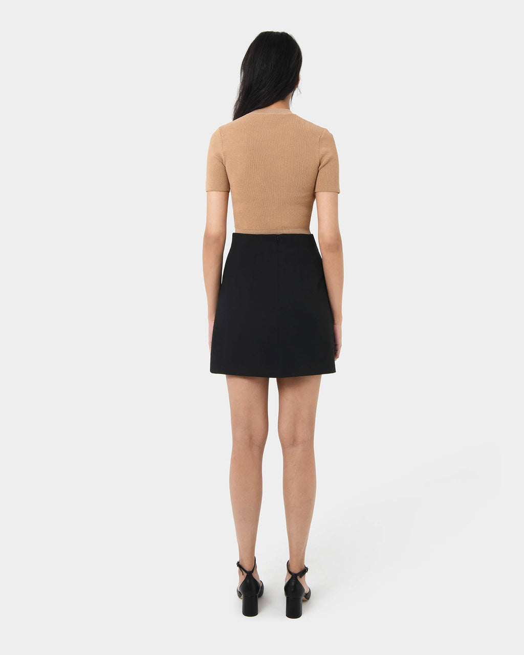 Murphy Crop Knit Top in camel — back view