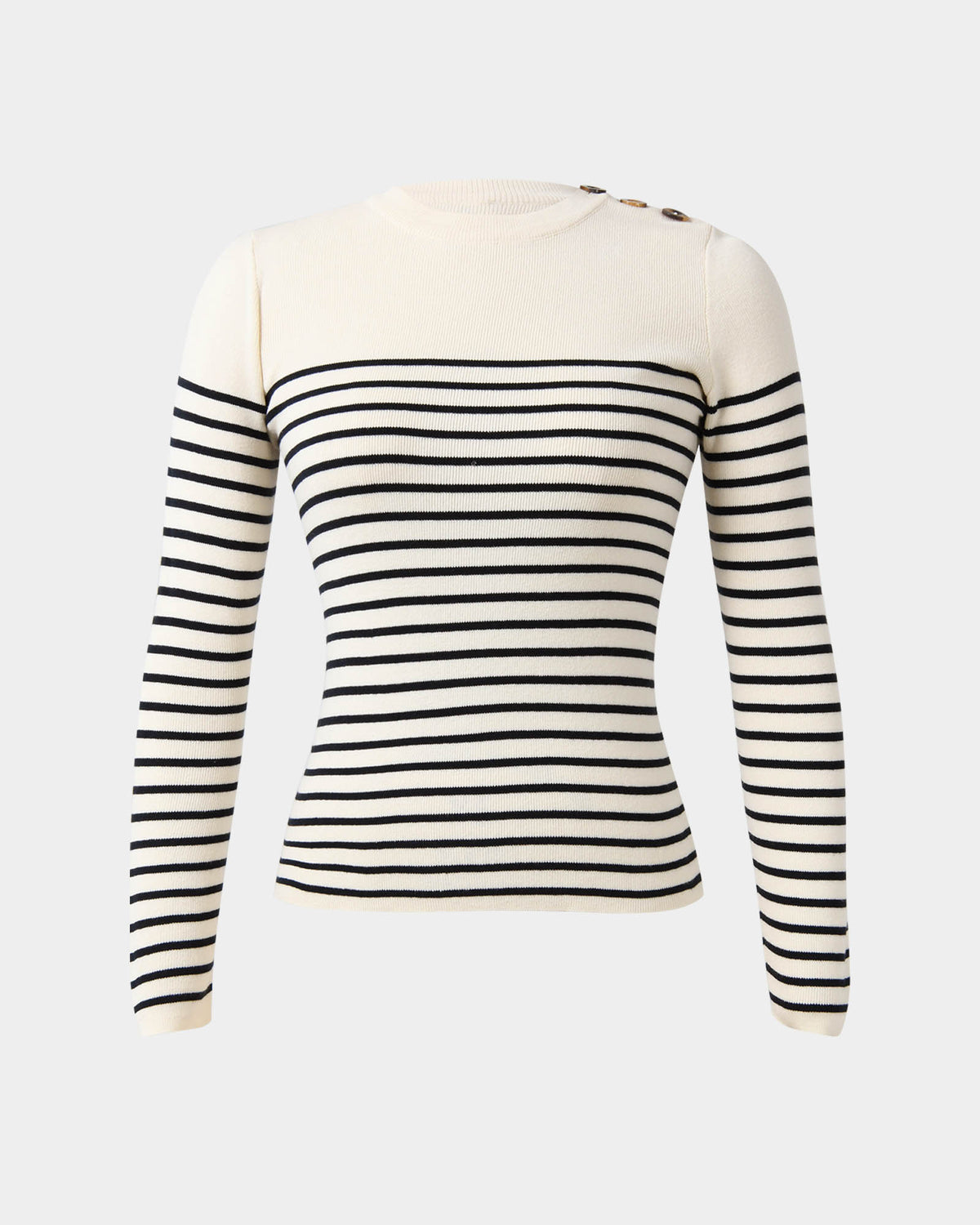Margot Long Sleeve Knit in ivory navy — product-only view