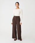 Rumy Wide Leg Tailored Pants in chocolate — full-length view