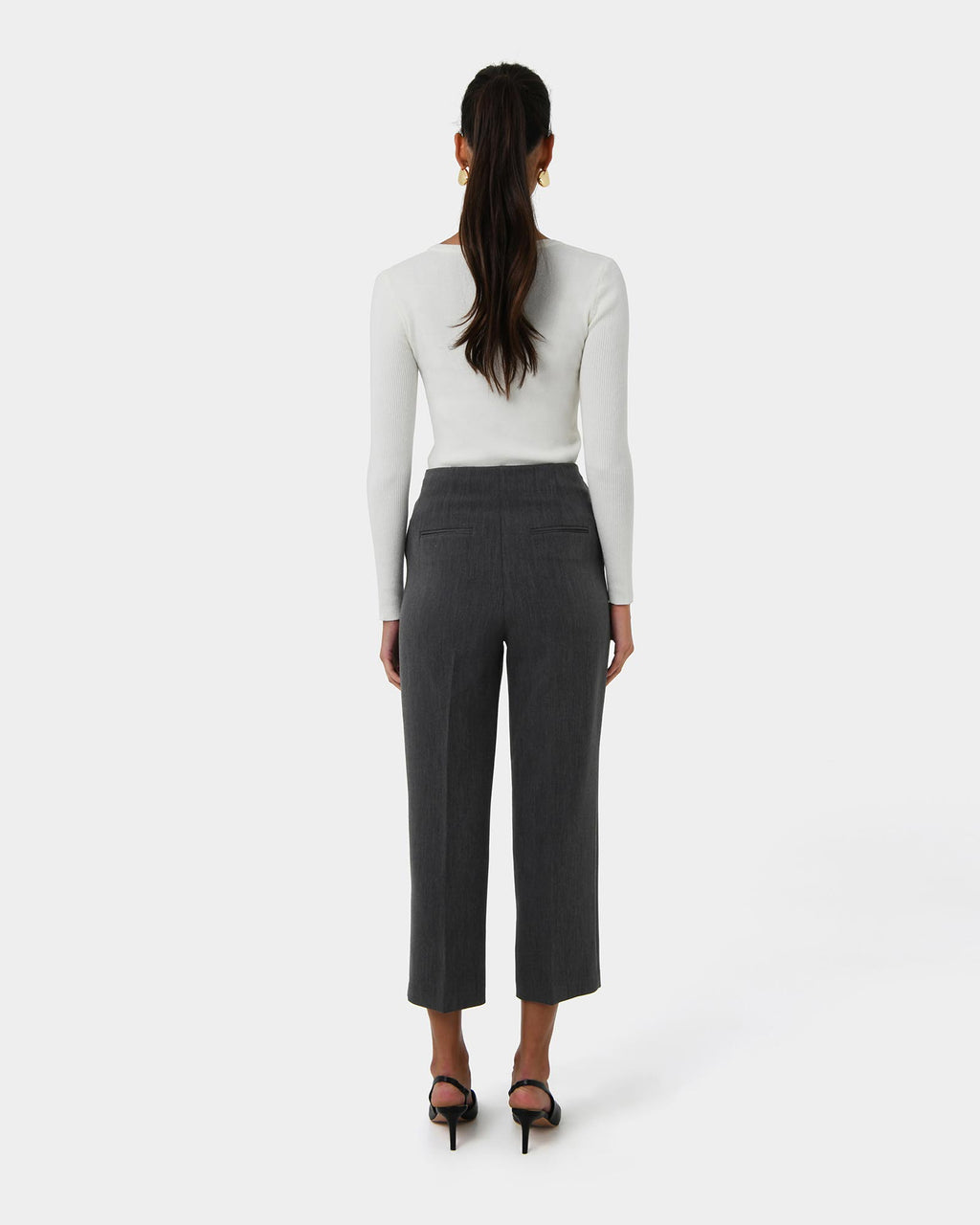 Lee Tailored Crop Pants in slate — back view