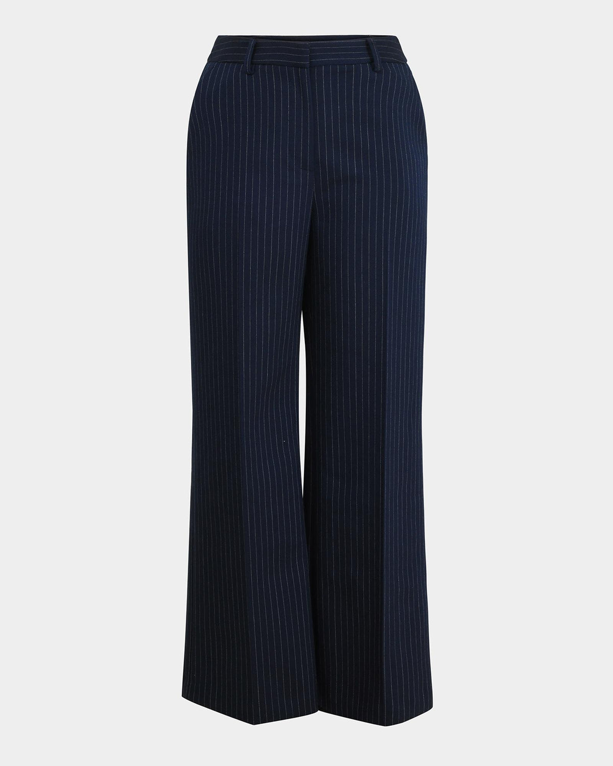 Zara Pinstripe Tailored Pants in navy pinstripe — product-only view