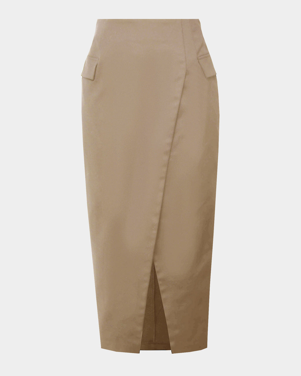 Abby Asymmetric Tailored Skirt in almond — product-only view