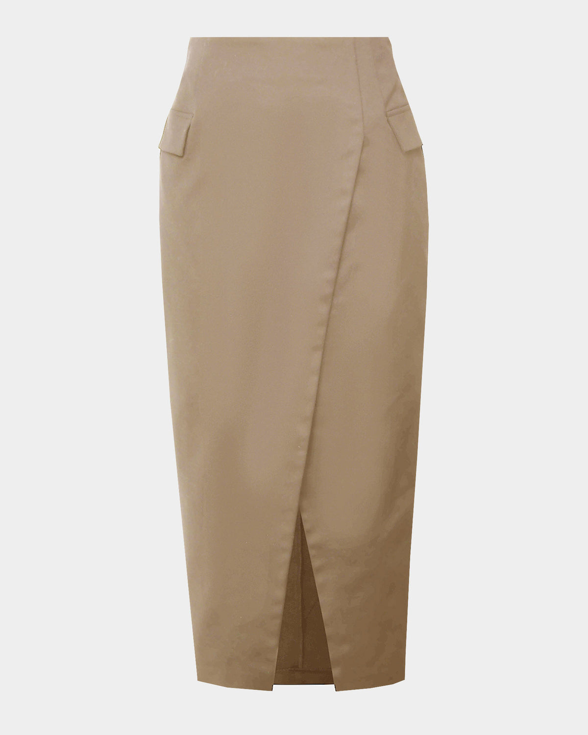 Abby Asymmetric Tailored Skirt in almond — product-only view