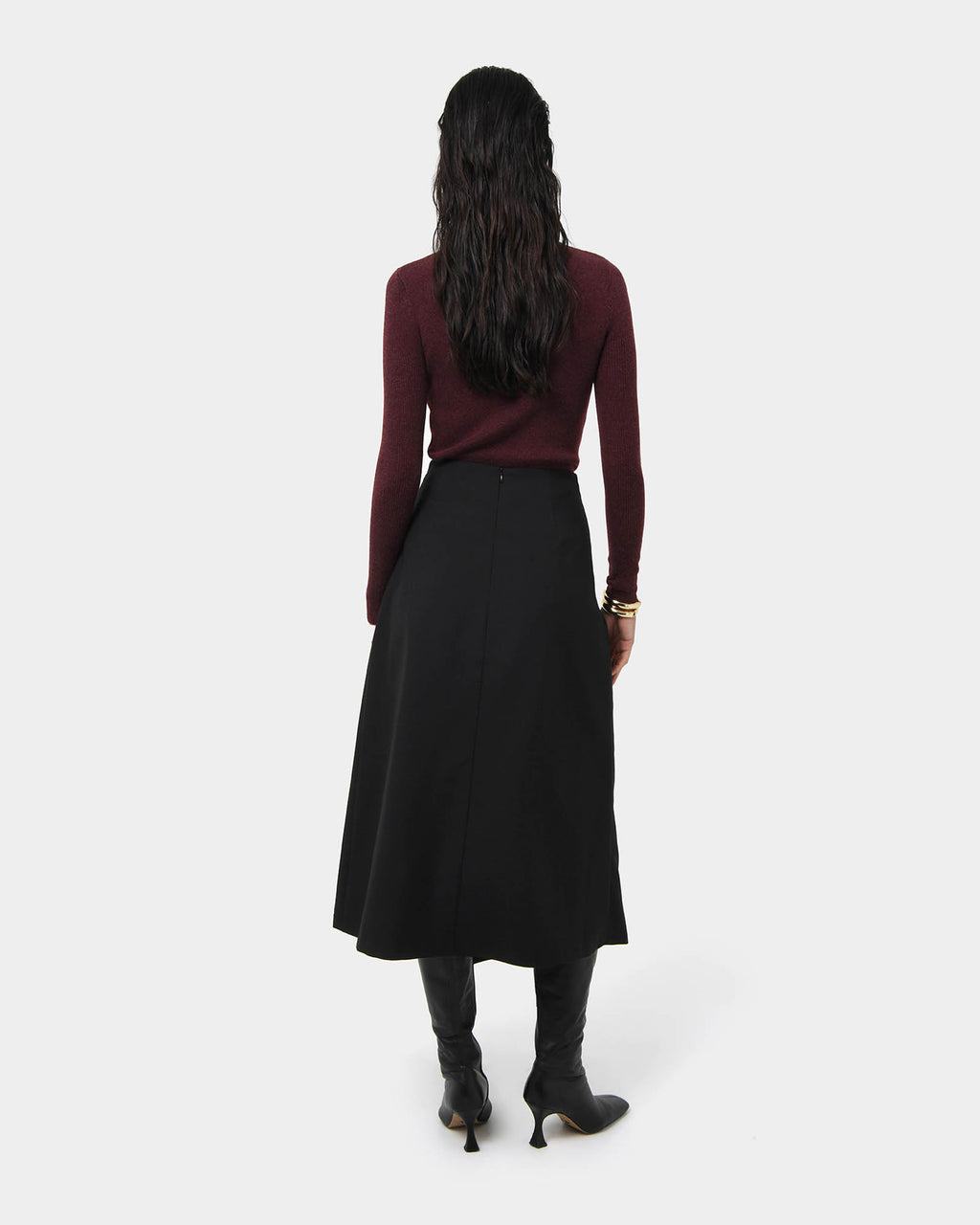 Amera Twist Midi Skirt in black — back view