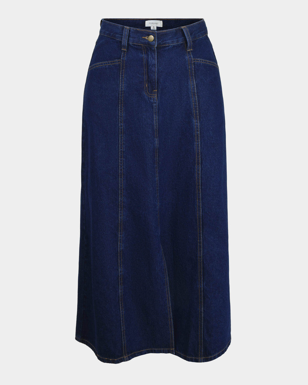 Carmen Panel Denim Skirt in indigo blue — product-only view