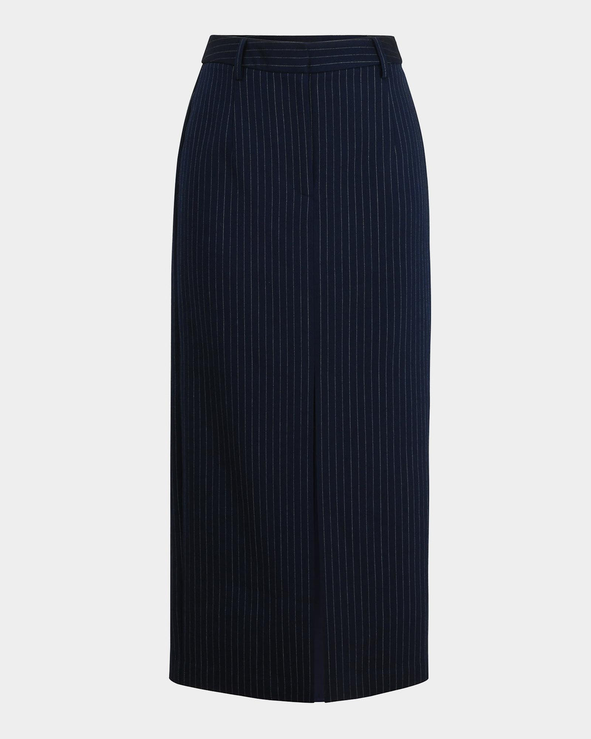 Zara Tailored Midi Skirt in navy pinstripe — product-only view
