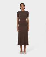 Hanni Midi Knit Skirt in cocoa — full-length view