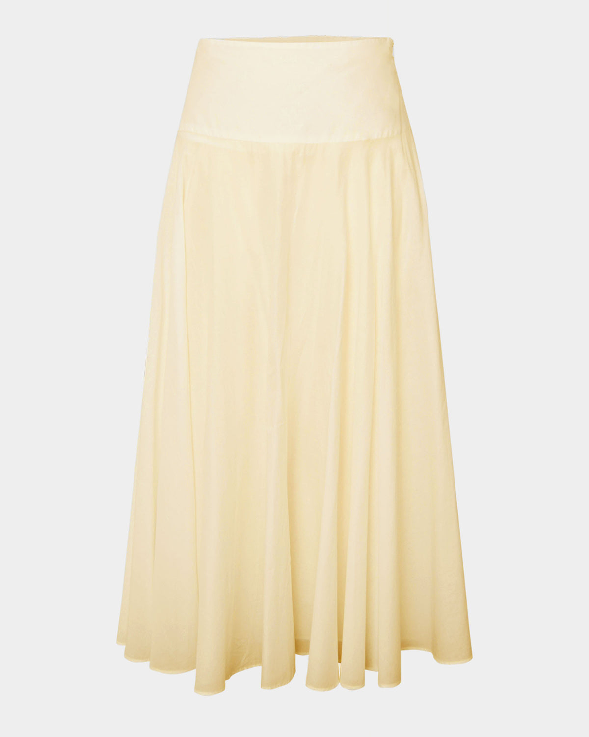 Deb Cotton Midi Full Skirt in butter yellow — product-only view