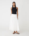 Deb Cotton Midi Full Skirt in ivory — full-length view