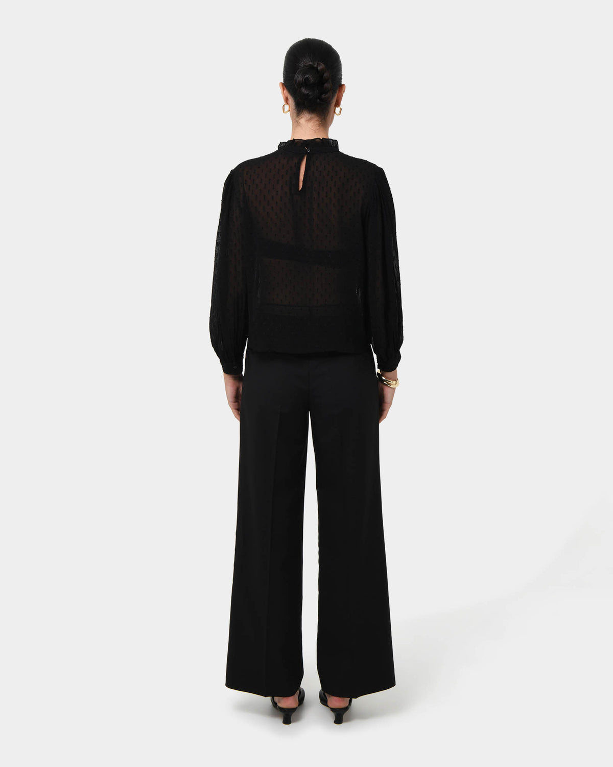 Aliana Lace Blouse in black — back view