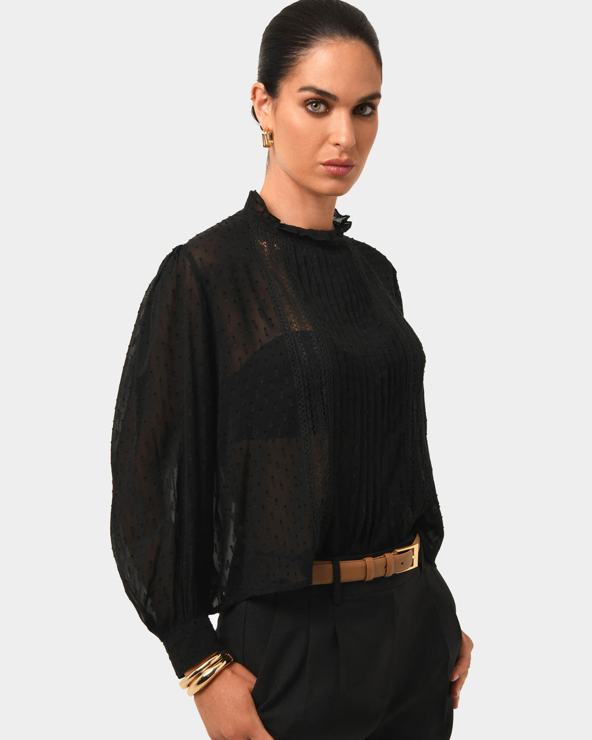 Aliana Lace Blouse in black — side view