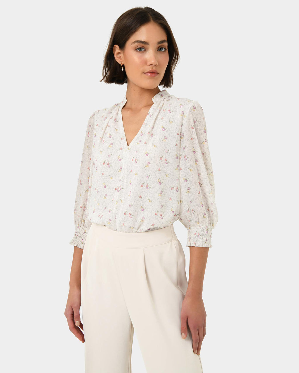 Etta Floral Printed Blouse in floral print — side view