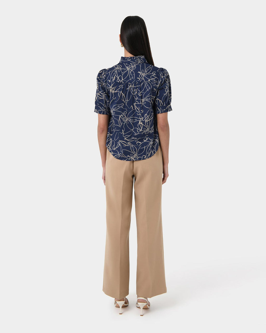 Leen Gathered Blouse in organic navy — view 3