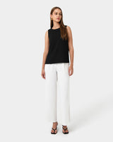 Tess Round Neck Top in black — full-length view
