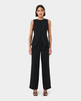 Sofia Longline Vest in black — full-length view