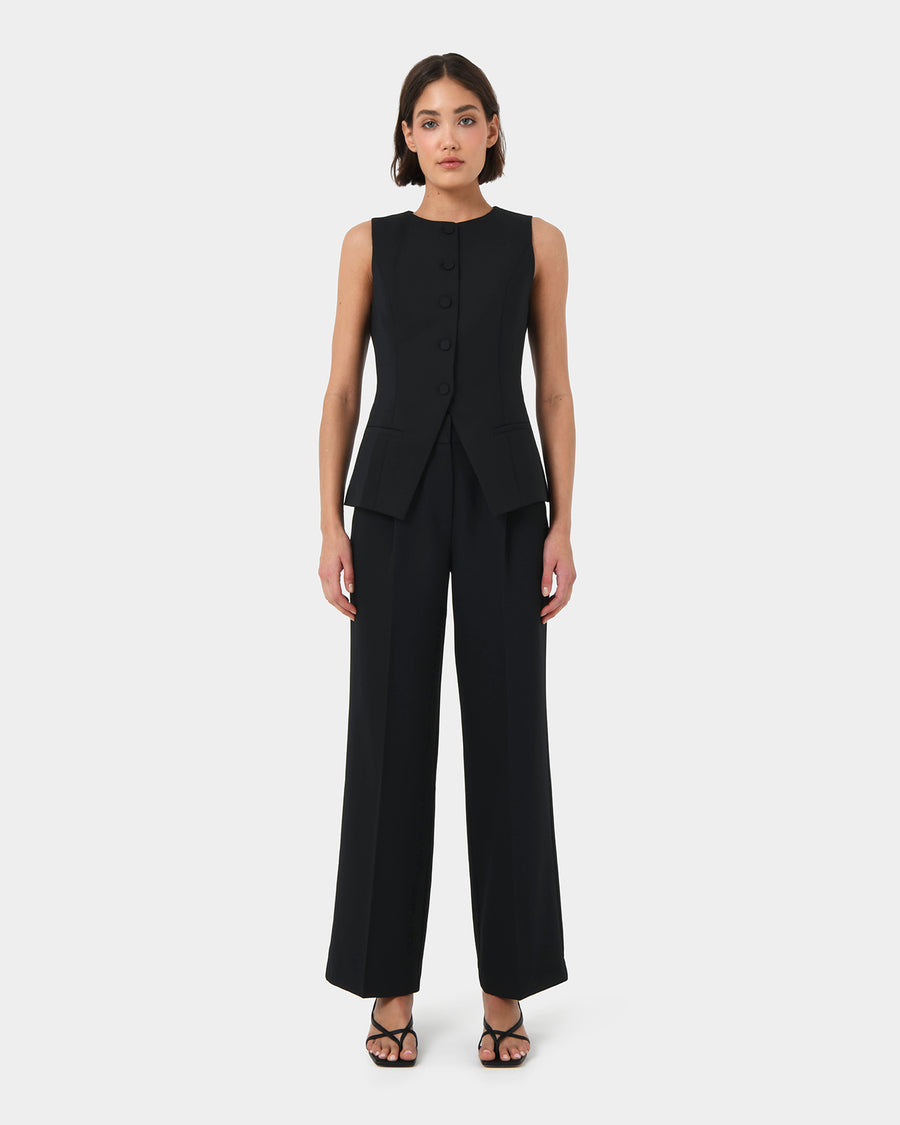 Sofia Longline Vest in black — full-length view
