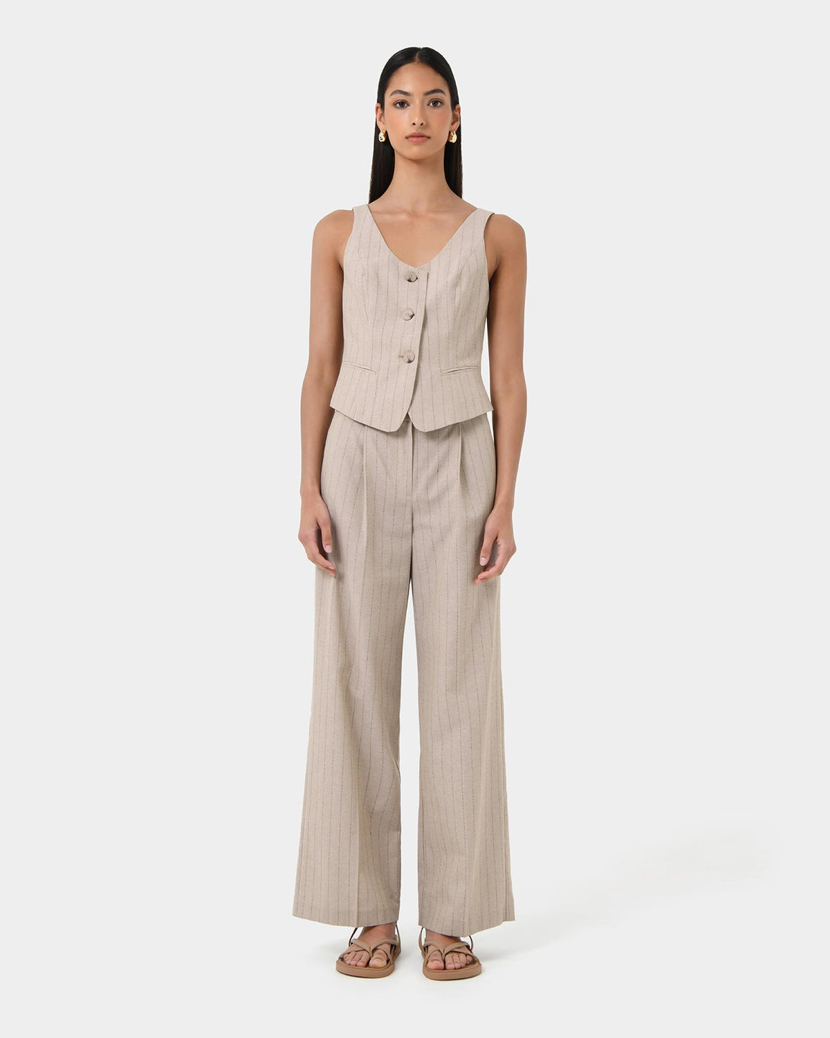 Ria Stripe Cotton Blend Vest — view 1