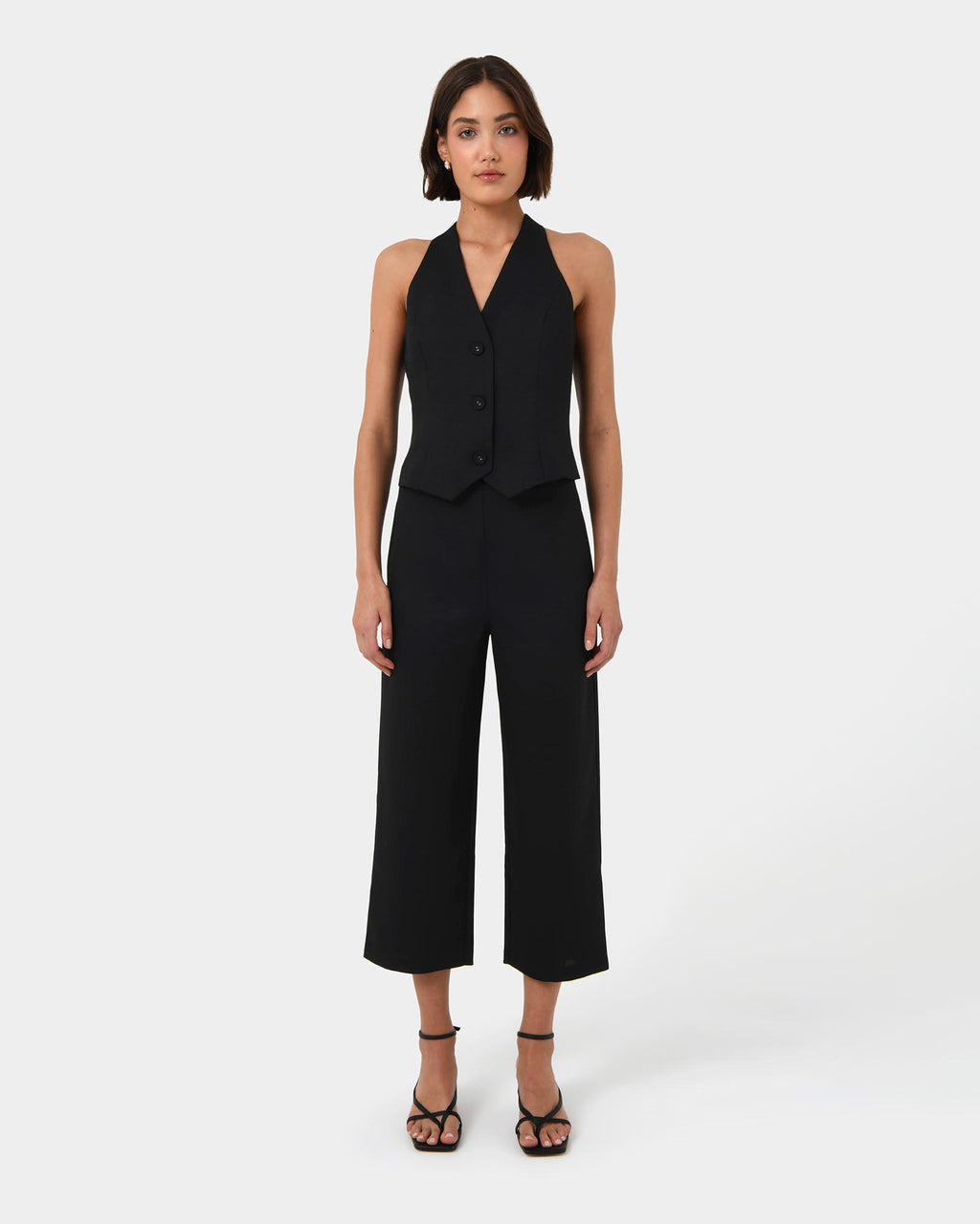 Lexee Tailored Vest in black — full-length view