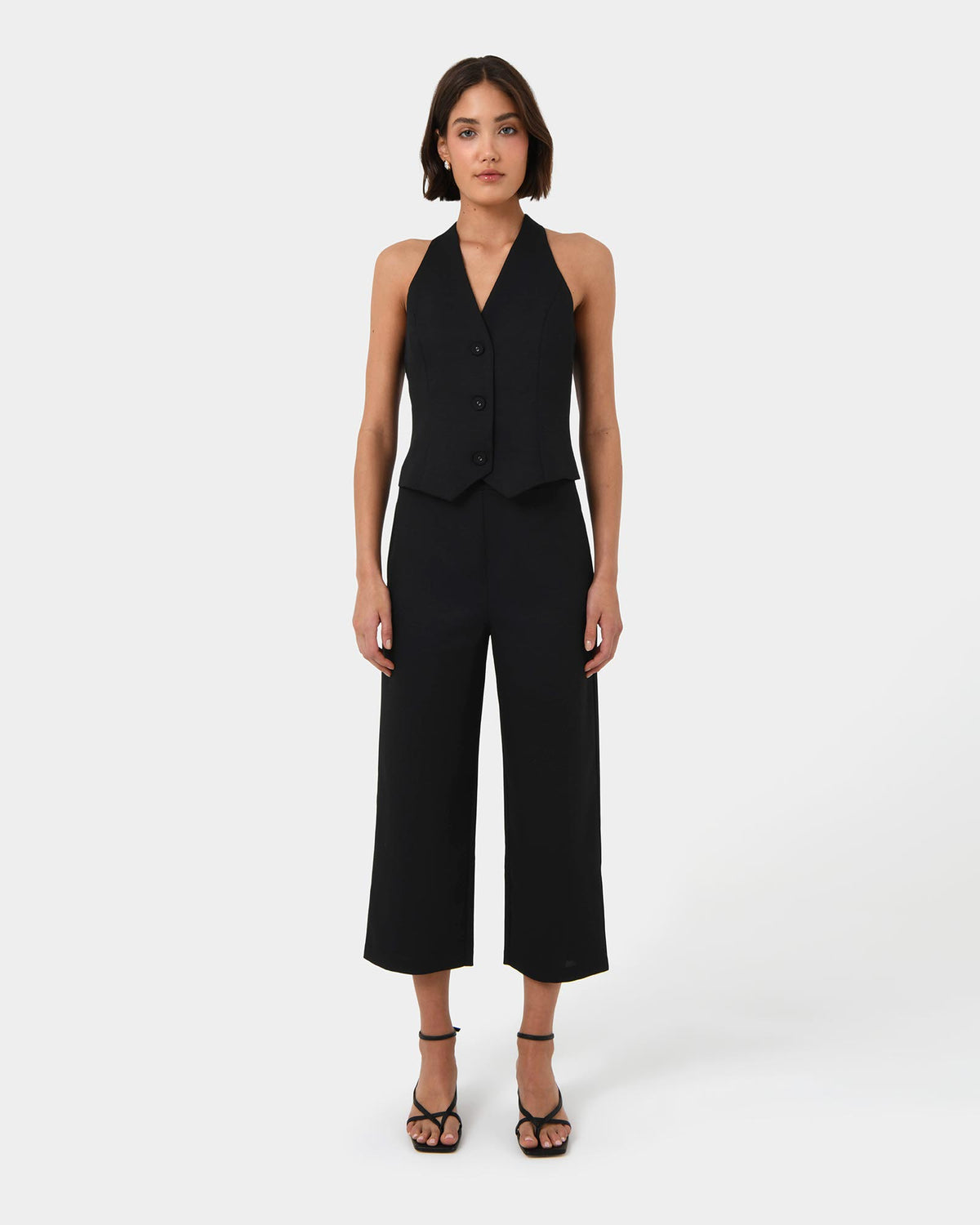 Lexee Tailored Vest in black — full-length view