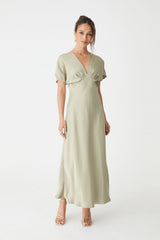 Catalina V-Neck Satin Dress