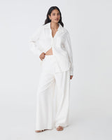 Jazie Tencel Linen Pants in ivory — full-length view
