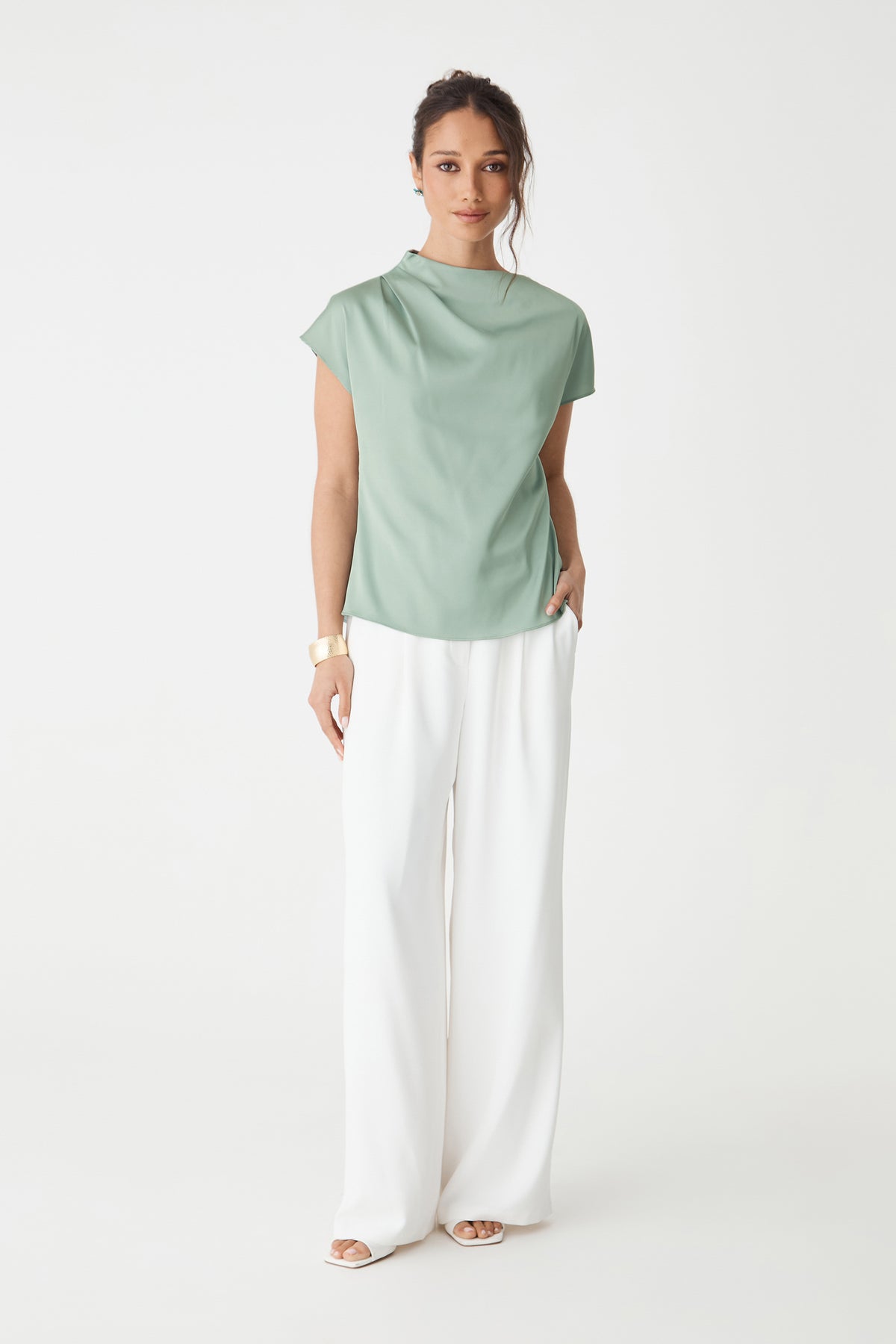 Zafina Pleated Draped Top