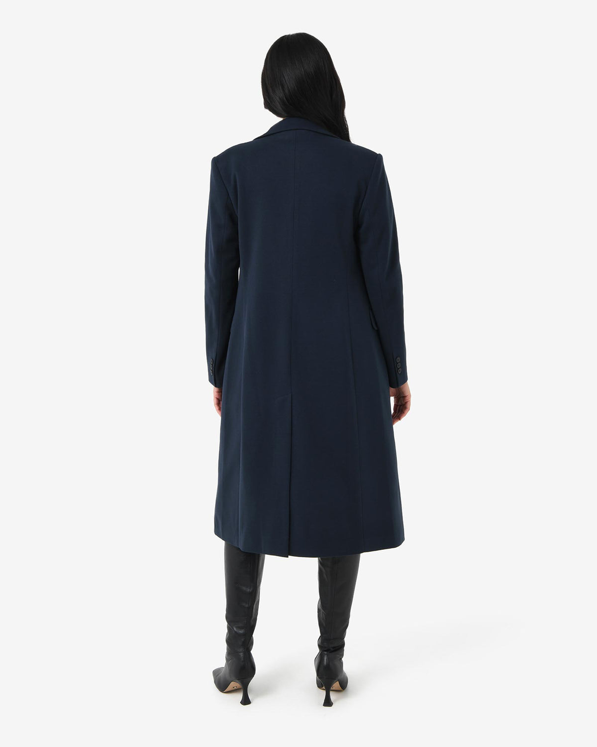 Cassandra Tailored Coat in navy — back view