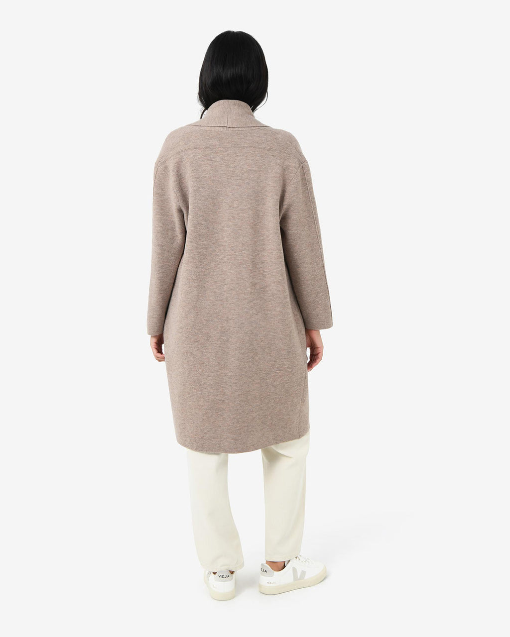 Yara Wool Blend Coatigan in beige — back view