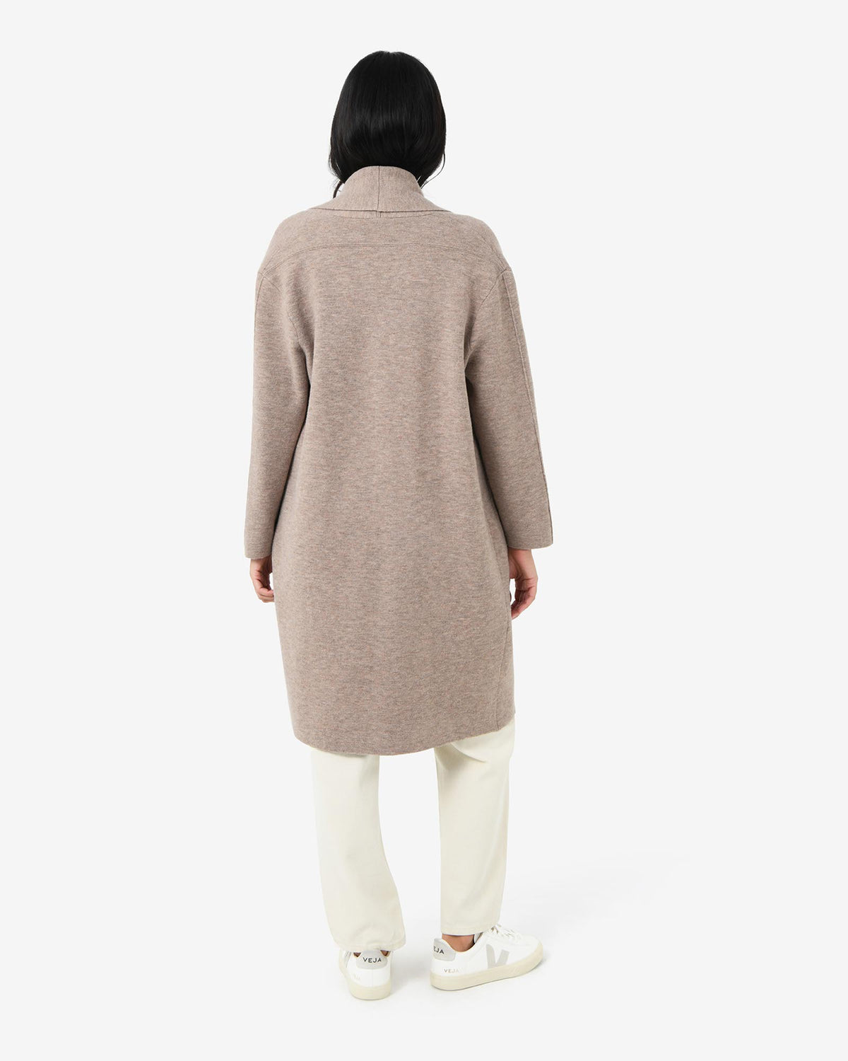 Yara Wool Blend Coatigan in beige — back view