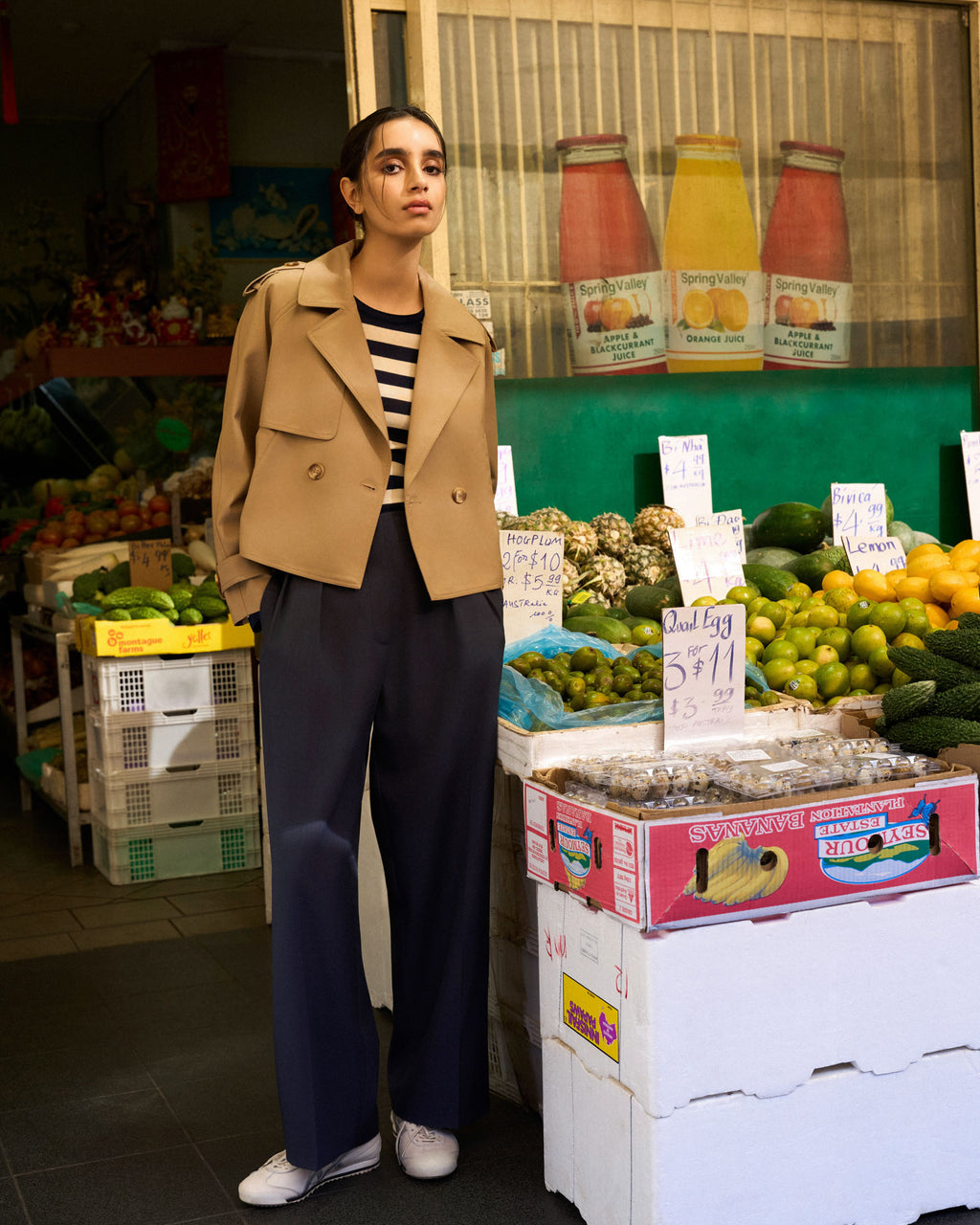 Collins Cropped Trench Coat in beige — alternate view