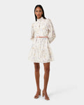 Aurae Floral Tiered Dress in ivory floral — full-length view