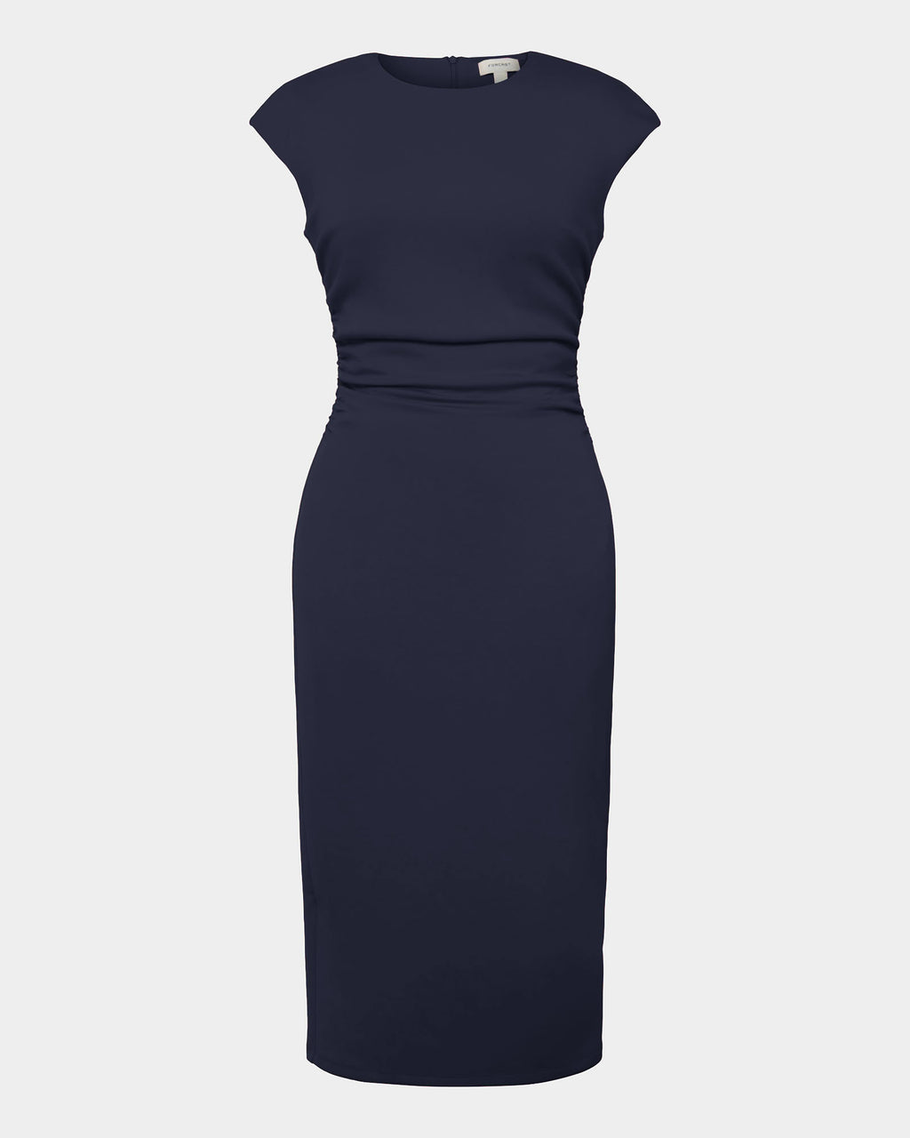 Lulu Ruched Midi Dress in navy — product-only view