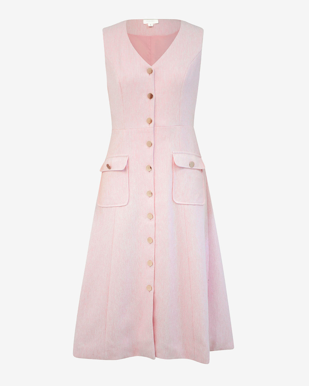 Valena Tweed Midi Dress in pastel pink — product-only view