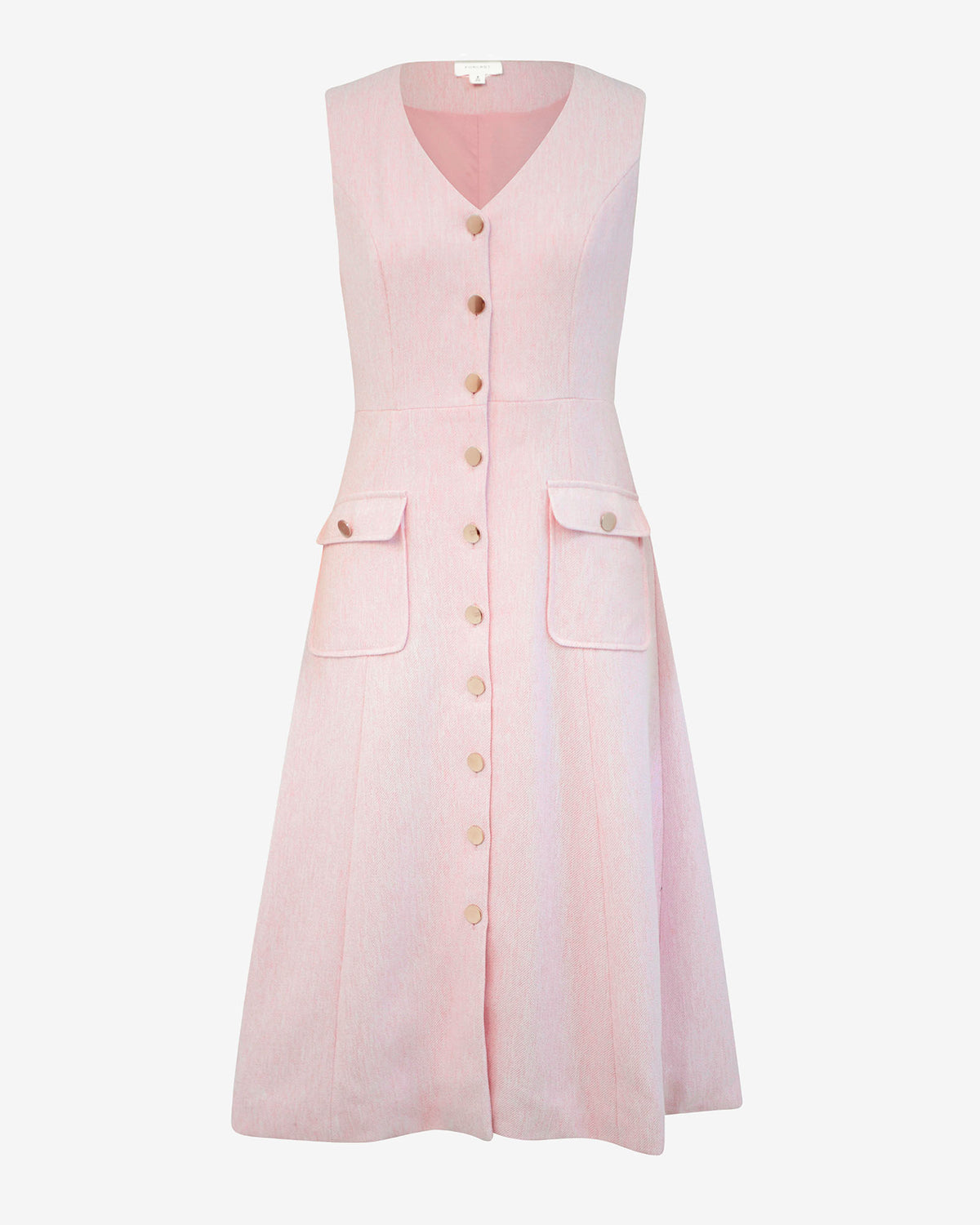 Valena Tweed Midi Dress in pastel pink — product-only view