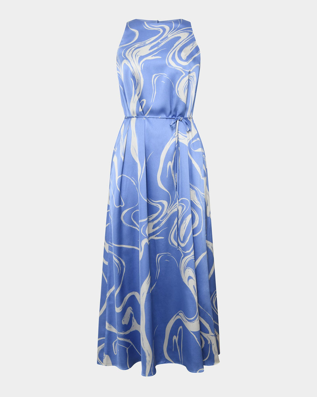 Gretchen Printed Midi Dress in blue swirl — product-only view
