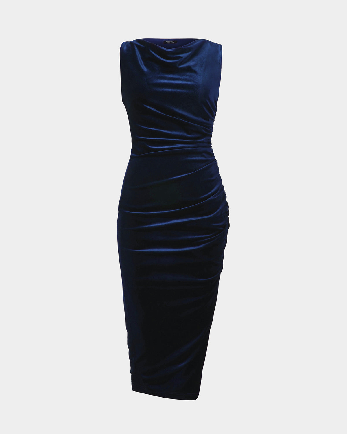 Cory Drape Midi Dress in navy — product-only view