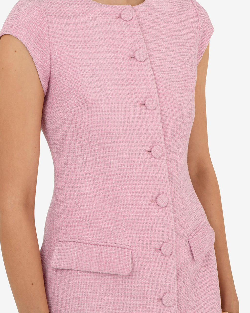 Cynthia Tweed Short Dress in pink — fabric detail