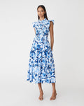 Georgia Cotton Poplin Dress in blue ivory — full-length view