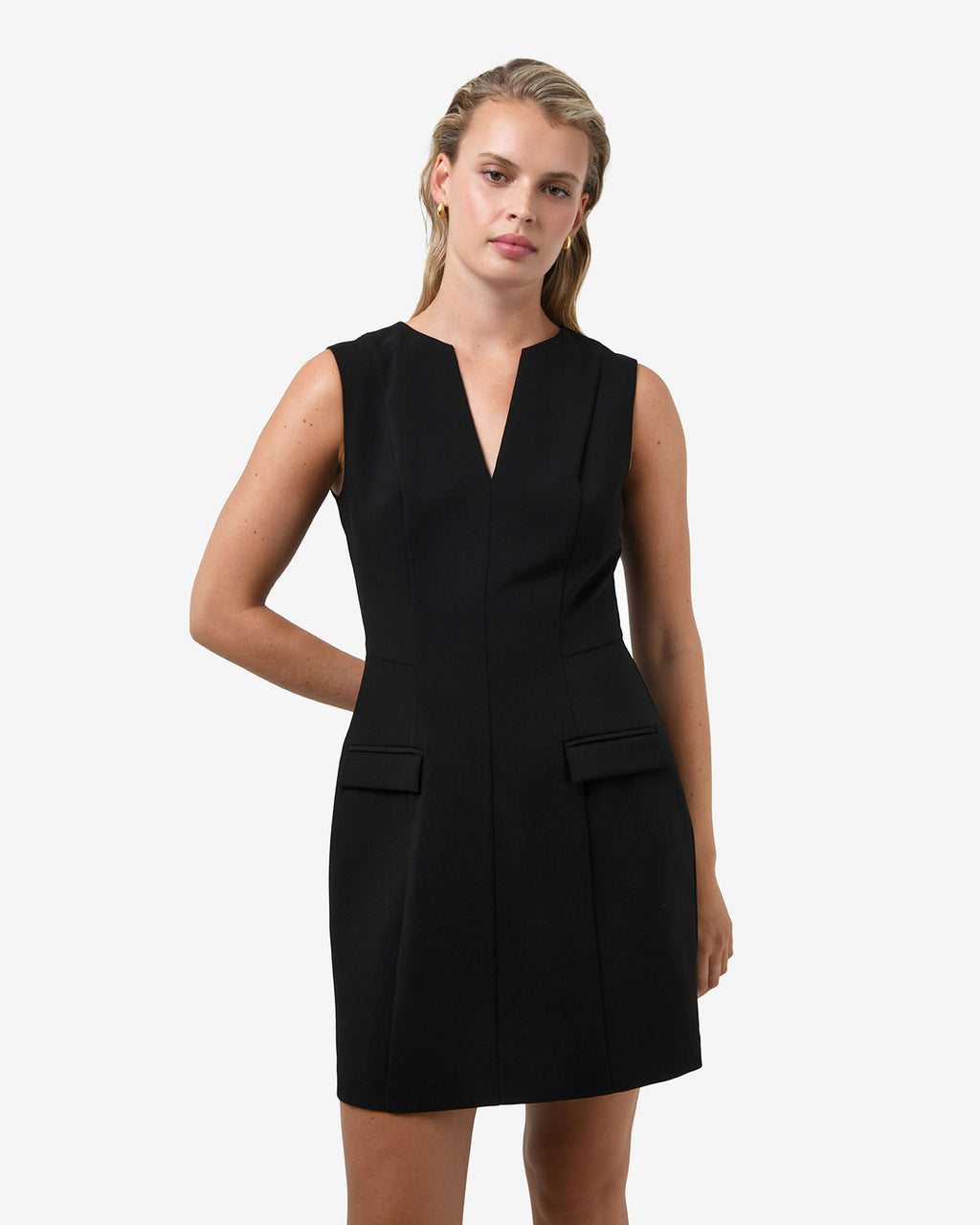 Nikki Tailored Mini Dress in black — close-up view
