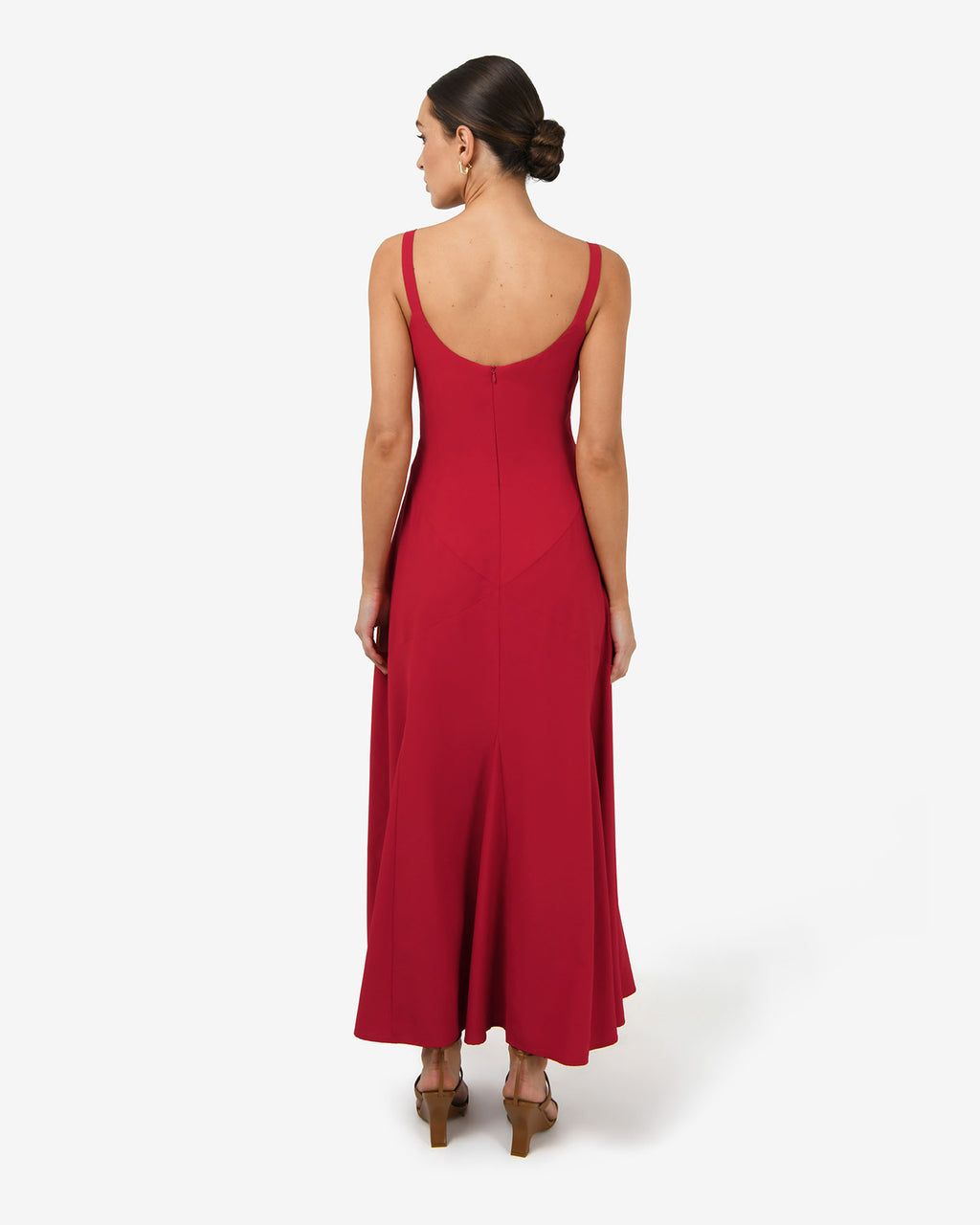 Maria Godet Panel Dress in crimson — back view